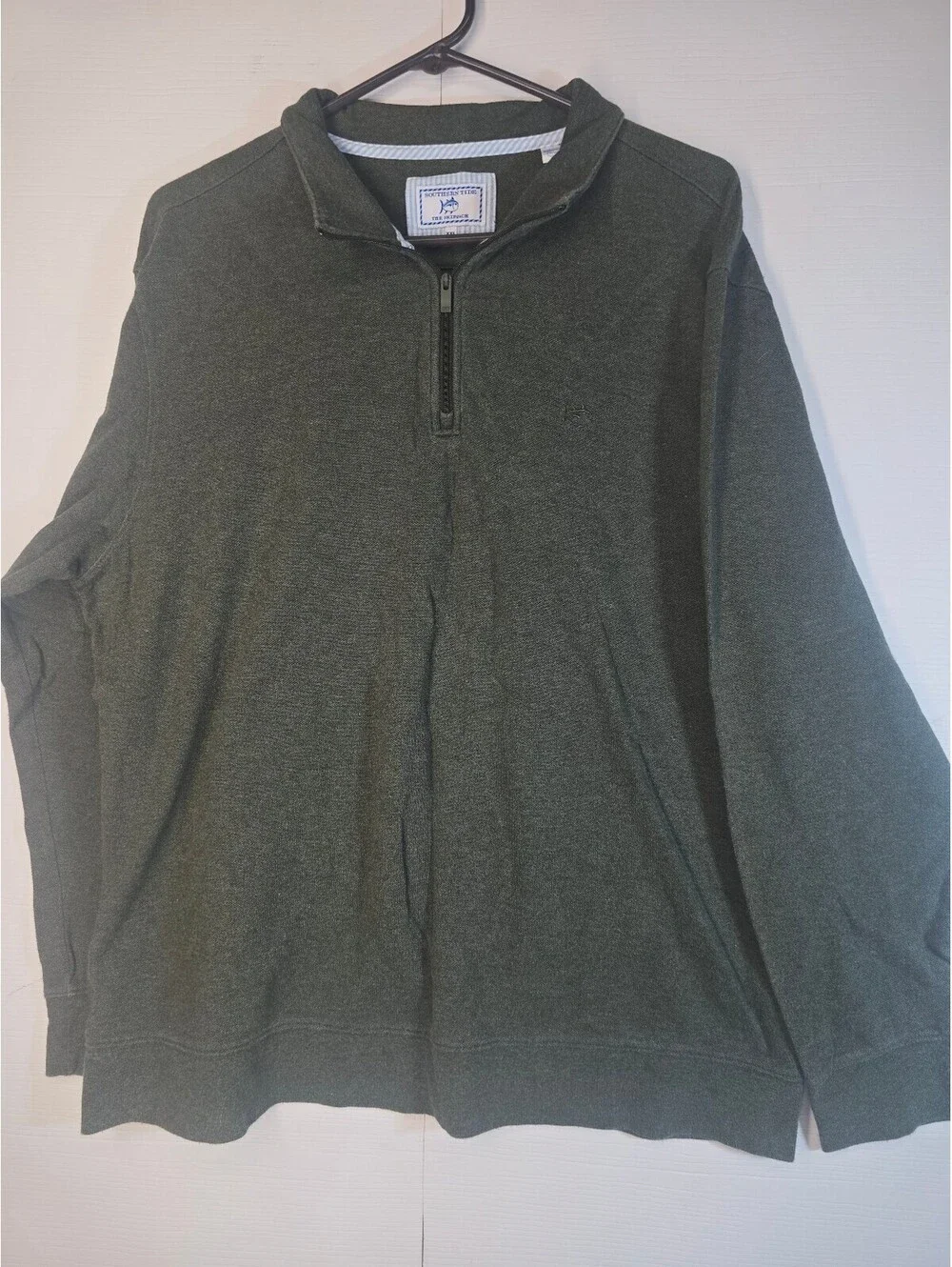 Southern Tide Mens XXL Green Skipjack 1/4 Zip Pullover Sun Faded Sweater